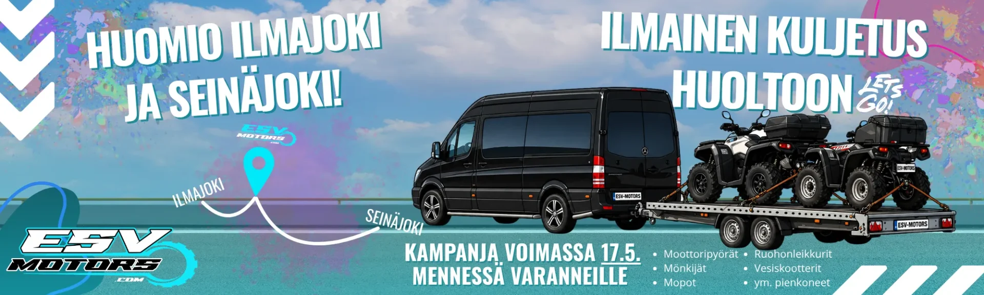 ESV-motorsilla Ilmainen kuljetus Ilmajoella ja Seinäjoella 17.5. saakka